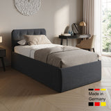 Home Collective Polsterbett 100x200 | 120x200 | 140x200 | 160x200 | 180x200 | 200x200 Doppelbett Bett mit verstellbarem Lattenrost & Stauraum, wählbare Matratze (Federkern H2 / Kaltschaum H3)