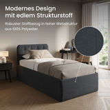 Home Collective Polsterbett 100x200 | 120x200 | 140x200 | 160x200 | 180x200 | 200x200 Doppelbett Bett mit verstellbarem Lattenrost & Stauraum, wählbare Matratze (Federkern H2 / Kaltschaum H3)