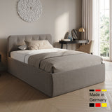 Home Collective Polsterbett 100x200 | 120x200 | 140x200 | 160x200 | 180x200 | 200x200 Doppelbett Bett mit verstellbarem Lattenrost & Stauraum, wählbare Matratze (Federkern H2 / Kaltschaum H3)