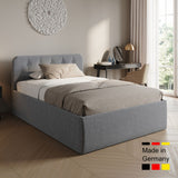 Home Collective Polsterbett 100x200 | 120x200 | 140x200 | 160x200 | 180x200 | 200x200 Doppelbett Bett mit verstellbarem Lattenrost & Stauraum, wählbare Matratze (Federkern H2 / Kaltschaum H3)