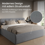 Home Collective Polsterbett 100x200 | 120x200 | 140x200 | 160x200 | 180x200 | 200x200 Doppelbett Bett mit verstellbarem Lattenrost & Stauraum, wählbare Matratze (Federkern H2 / Kaltschaum H3)