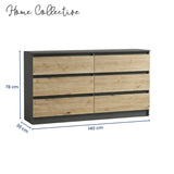 Commode 6 tiroirs 100 | 120 | 140 cm de large 78 hauteur commode armoire en bois blanc commode buffet buffet haut buffet chambre salon couloir organisateur de bureau