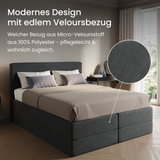 Home Collective Boxspringbett Polsterbett Bett mit Matratzenauswahl (Bonnell H2 / Kaltschaum H3), gepolstertes Kopfteil (optional), Microvelours | Verfügbare Größen: 90x200, 100x200, 120x200, 140x200, 160x200, 180x200, 200x200