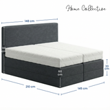 Home Collective Boxspringbett Polsterbett Bett mit Matratzenauswahl (Bonnell H2 / Kaltschaum H3), gepolstertes Kopfteil (optional), Microvelours | Verfügbare Größen: 90x200, 100x200, 120x200, 140x200, 160x200, 180x200, 200x200