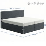 Home Collective Boxspringbett Polsterbett Bett mit Matratzenauswahl (Bonnell H2 / Kaltschaum H3), gepolstertes Kopfteil (optional), Microvelours | Verfügbare Größen: 90x200, 100x200, 120x200, 140x200, 160x200, 180x200, 200x200