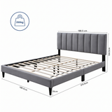 Bett 140x200 und 160x200 cm, Polsterbett mit Lattenrost, Bettgestell 140x200 & 160x200 cm, Doppelbett mit weichem Bezug und gepolstertem Kopfteil mit vertikaler & Kassettensteppung, robustes Gestell, hoher Liegekomfort