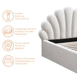 Kids Collective Kinderbett Polsterbett 90x200 cm Kinder Bett Jugendbett mit Lattenrost & Metallrahmen | Kopfteil in Elegantes Muschel-Design | Beige