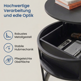 Home Collective Couchtisch Beistelltisch Ø 60 cm höhenverstellbar mit Stauraum Wohnzimmertisch modern | Wohnzimmer Möbel Couch Tisch Sofa | stabiles Metallgestell mit integriertem Fach | Schwarz