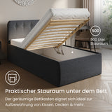 Home Collective Polsterbett 100x200 | 120x200 | 140x200 | 160x200 | 180x200 | 200x200 Doppelbett Bett mit verstellbarem Lattenrost & Stauraum