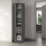 Armoire polyvalente, 40 cm de largeur et 180 cm de hauteur avec quatre étagères, armoire de rangement étroite en bois MDF