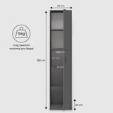 Armoire polyvalente, 40 cm de largeur et 180 cm de hauteur avec quatre étagères, armoire de rangement étroite en bois MDF