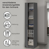 Armoire polyvalente, 40 cm de largeur et 180 cm de hauteur avec quatre étagères, armoire de rangement étroite en bois MDF