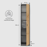 Armoire polyvalente, 40 cm de largeur et 180 cm de hauteur avec quatre étagères, armoire de rangement étroite en bois MDF