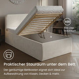 Home Collective Polsterbett Doppelbett Bett mit verstellbarem Lattenrost & Stauraum, wählbare Matratze (Federkern H2 / Kaltschaum H3) viele Größen verfügbar Kordstoff