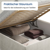 Home Collective Polsterbett Doppelbett Bett mit verstellbarem Lattenrost & Stauraum, wählbare Matratze (Federkern H2 / Kaltschaum H3) viele Größen verfügbar Kordstoff