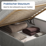 Home Collective Polsterbett Doppelbett Bett mit verstellbarem Lattenrost & Stauraum, wählbare Matratze (Federkern H2 / Kaltschaum H3) viele Größen verfügbar Kordstoff