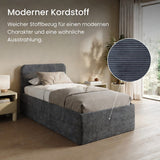 Home Collective Polsterbett Doppelbett Bett mit verstellbarem Lattenrost & Stauraum, wählbare Matratze (Federkern H2 / Kaltschaum H3) viele Größen verfügbar Kordstoff