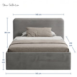 Home Collective Polsterbett Doppelbett Bett mit verstellbarem Lattenrost & Stauraum, wählbare Matratze (Federkern H2 / Kaltschaum H3) viele Größen verfügbar Kordstoff
