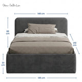 Home Collective Polsterbett Doppelbett Bett mit verstellbarem Lattenrost & Stauraum, wählbare Matratze (Federkern H2 / Kaltschaum H3) viele Größen verfügbar Kordstoff