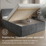 Home Collective Polsterbett Doppelbett Bett mit verstellbarem Lattenrost & Stauraum, wählbare Matratze (Federkern H2 / Kaltschaum H3) viele Größen verfügbar Kordstoff
