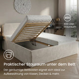 Home Collective Polsterbett Doppelbett Bett mit verstellbarem Lattenrost & Stauraum, wählbare Matratze (Federkern H2 / Kaltschaum H3) viele Größen verfügbar Kordstoff