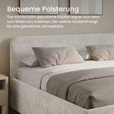 Home Collective Polsterbett Doppelbett Bett mit verstellbarem Lattenrost & Stauraum, wählbare Matratze (Federkern H2 / Kaltschaum H3) viele Größen verfügbar Kordstoff