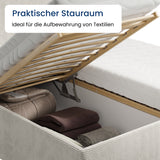 Home Collective Polsterbett Doppelbett Bett mit verstellbarem Lattenrost & Stauraum, wählbare Matratze (Federkern H2 / Kaltschaum H3) viele Größen verfügbar Kordstoff