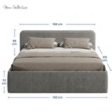 Home Collective Polsterbett Doppelbett Bett mit verstellbarem Lattenrost & Stauraum, wählbare Matratze (Federkern H2 / Kaltschaum H3) viele Größen verfügbar Kordstoff