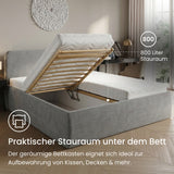 Home Collective Polsterbett Doppelbett Bett mit verstellbarem Lattenrost & Stauraum, wählbare Matratze (Federkern H2 / Kaltschaum H3) viele Größen verfügbar Kordstoff