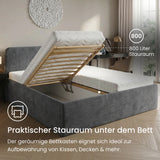 Home Collective Polsterbett Doppelbett Bett mit verstellbarem Lattenrost & Stauraum, wählbare Matratze (Federkern H2 / Kaltschaum H3) viele Größen verfügbar Kordstoff