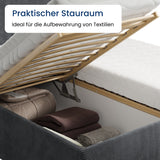 Home Collective Polsterbett Doppelbett Bett mit verstellbarem Lattenrost & Stauraum, wählbare Matratze (Federkern H2 / Kaltschaum H3) viele Größen verfügbar Kordstoff