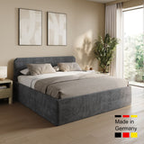 Home Collective Polsterbett Doppelbett Bett mit verstellbarem Lattenrost & Stauraum, wählbare Matratze (Federkern H2 / Kaltschaum H3) viele Größen verfügbar Kordstoff