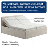 Home Collective Polsterbett Doppelbett Bett mit verstellbarem Lattenrost & Stauraum, wählbare Matratze (Federkern H2 / Kaltschaum H3) viele Größen verfügbar Kordstoff