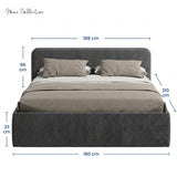 Home Collective Polsterbett Doppelbett Bett mit verstellbarem Lattenrost & Stauraum, wählbare Matratze (Federkern H2 / Kaltschaum H3) viele Größen verfügbar Kordstoff