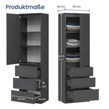 Home Collective Kleiderschrank mit Tür 50x40x180 cm – Garderobenschrank & Mehrzweckschrank mit 3–5 Einlegeböden und optional Schubladen Schrank für Schlafzimmer Flur Büro