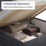 Home Collective Polsterbett Doppelbett Bett mit verstellbarem Lattenrost & Stauraum, viele Größen verfügbar Kordstoff, erhältlich in Hellbeige, Grau und Anthrazit