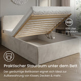 Home Collective Polsterbett Doppelbett Bett mit verstellbarem Lattenrost & Stauraum, viele Größen verfügbar Kordstoff, erhältlich in Hellbeige, Grau und Anthrazit