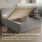 Home Collective Polsterbett Doppelbett Bett mit verstellbarem Lattenrost & Stauraum, viele Größen verfügbar Kordstoff, erhältlich in Hellbeige, Grau und Anthrazit