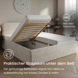 Home Collective Polsterbett Doppelbett Bett mit verstellbarem Lattenrost & Stauraum, viele Größen verfügbar Kordstoff, erhältlich in Hellbeige, Grau und Anthrazit