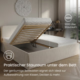 Home Collective Polsterbett Doppelbett Bett mit verstellbarem Lattenrost & Stauraum, viele Größen verfügbar Kordstoff, erhältlich in Hellbeige, Grau und Anthrazit