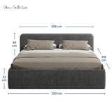 Home Collective Polsterbett Doppelbett Bett mit verstellbarem Lattenrost & Stauraum, viele Größen verfügbar Kordstoff, erhältlich in Hellbeige, Grau und Anthrazit