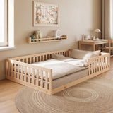 Kids Collective Kinderbett Bodenbett mit Rausfallschutz & Lattenrost Montessori Bett Bed Gitterbett Kinder Jugendbett Einzelbett | Weiß | Größen 90x200 120x200 140x200 cm