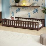Kinderbett Bodenbett mit Rausfallschutz & Lattenrost Montessori Bett Bed Gitterbett Kinder Jugendbett Einzelbett | Verfügbare Größen: 80x160, 80x180, 90x190, 90x200, 120x200, 140x200 cm