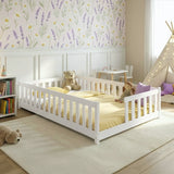 Kinderbett Bodenbett mit Rausfallschutz & Lattenrost Montessori Bett Bed Gitterbett Kinder Jugendbett Einzelbett | Verfügbare Größen: 80x160, 80x180, 90x190, 90x200, 120x200, 140x200 cm