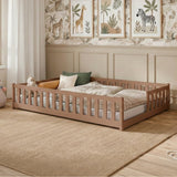 Kinderbett Bodenbett mit Rausfallschutz & Lattenrost Montessori Bett Bed Gitterbett Kinder Jugendbett Einzelbett | Verfügbare Größen: 80x160, 80x180, 90x190, 90x200, 120x200, 140x200 cm