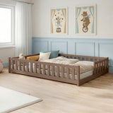 Kinderbett Bodenbett mit Rausfallschutz & Lattenrost Montessori Bett Bed Gitterbett Kinder Jugendbett Einzelbett | Verfügbare Größen: 80x160, 80x180, 90x190, 90x200, 120x200, 140x200 cm