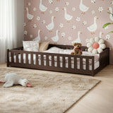 Kinderbett Bodenbett mit Rausfallschutz & Lattenrost Montessori Bett Bed Gitterbett Kinder Jugendbett Einzelbett | Verfügbare Größen: 80x160, 80x180, 90x190, 90x200, 120x200, 140x200 cm