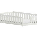 Kinderbett Bodenbett mit Rausfallschutz & Lattenrost Montessori Bett Bed Gitterbett Kinder Jugendbett Einzelbett | Verfügbare Größen: 80x160, 80x180, 90x190, 90x200, 120x200, 140x200 cm