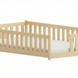 Kinderbett Bodenbett mit Rausfallschutz & Lattenrost Montessori Bett Bed Gitterbett Kinder Jugendbett Einzelbett | Verfügbare Größen: 80x160, 80x180, 90x190, 90x200, 120x200, 140x200 cm