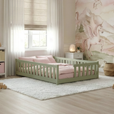 Kinderbett Bodenbett mit Rausfallschutz & Lattenrost Montessori Bett Bed Gitterbett Kinder Jugendbett Einzelbett | Verfügbare Größen: 80x160, 80x180, 90x190, 90x200, 120x200, 140x200 cm